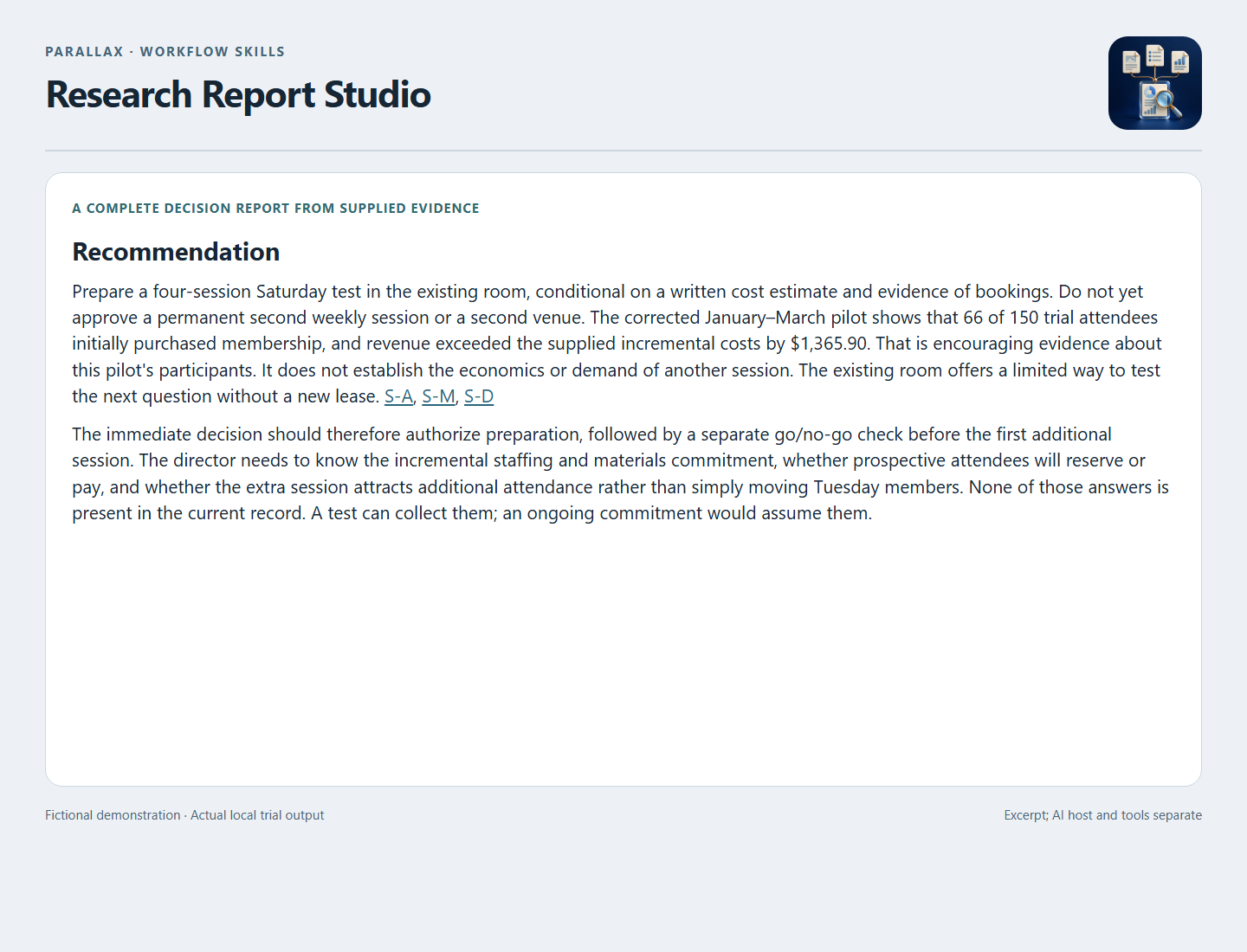 Parallax Research Report Studio preview