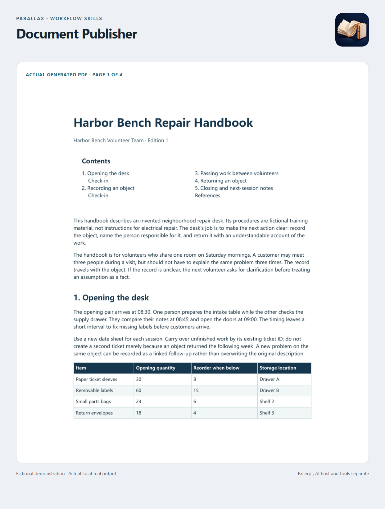 Parallax Document Publisher preview