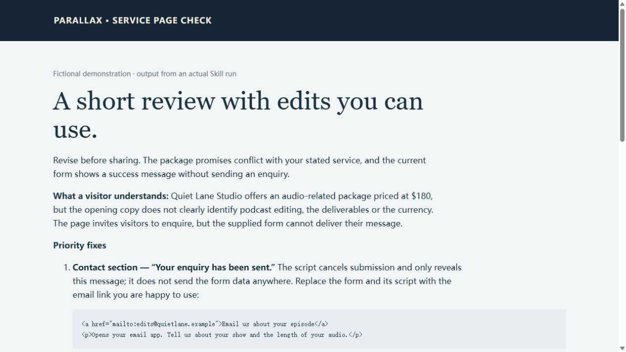 Parallax Service Page Check screenshot 2