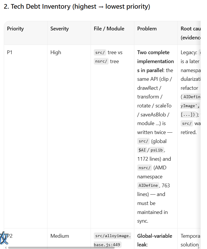 tech debt architect screenshot 2