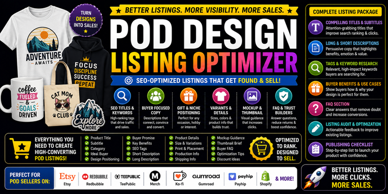 POD Design Listing Optimizer preview