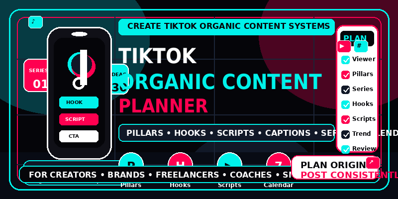 TikTok Organic Content Planner preview