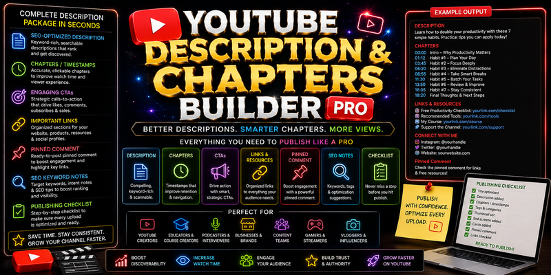 YouTube Description & Chapters Builder preview