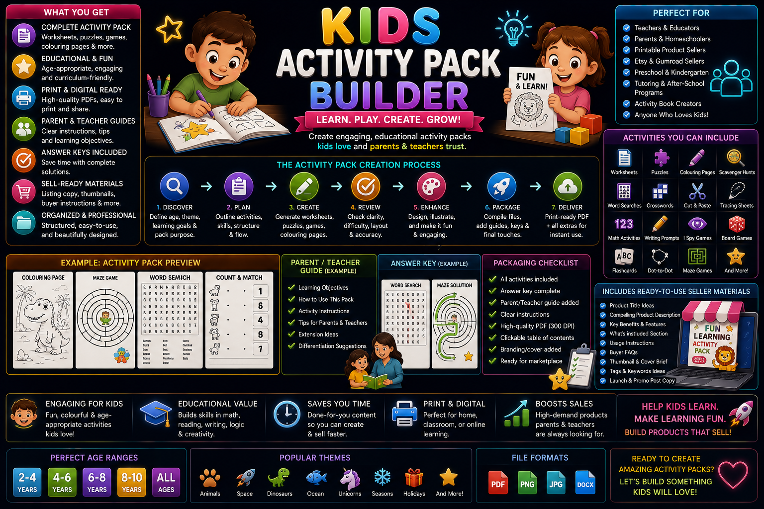Kids Activity Packs Builder preview
