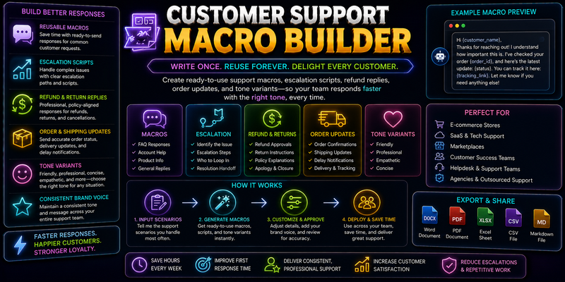 Customer Support Builder preview