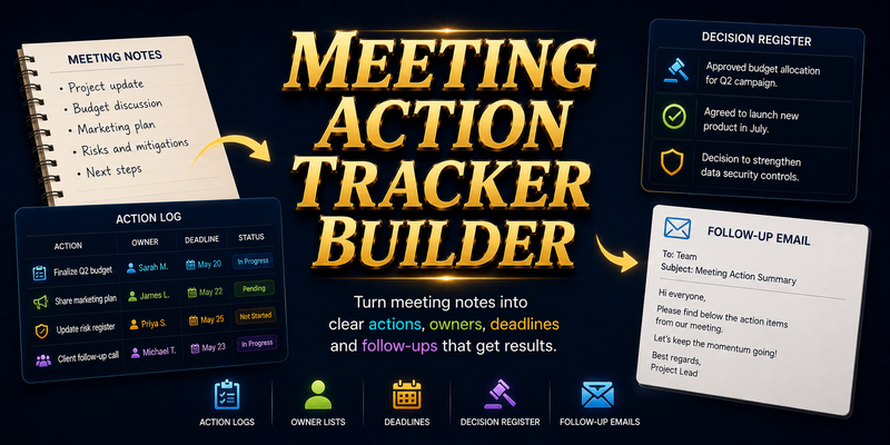 Meeting Action Tracker Builder preview
