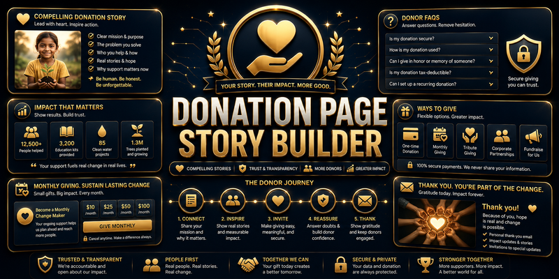 Donation Page Story Builder preview