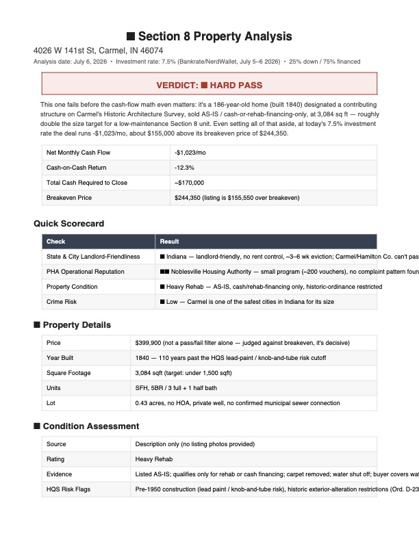 Section 8 Rental Property Analyzer screenshot 1