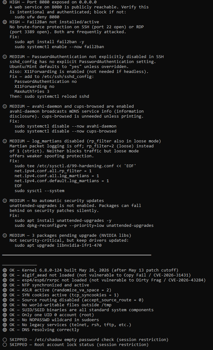 linux-audit screenshot 2