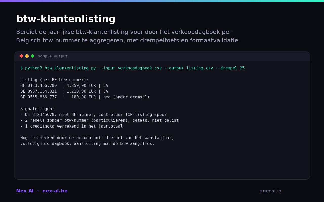 Btw Klantenlisting preview