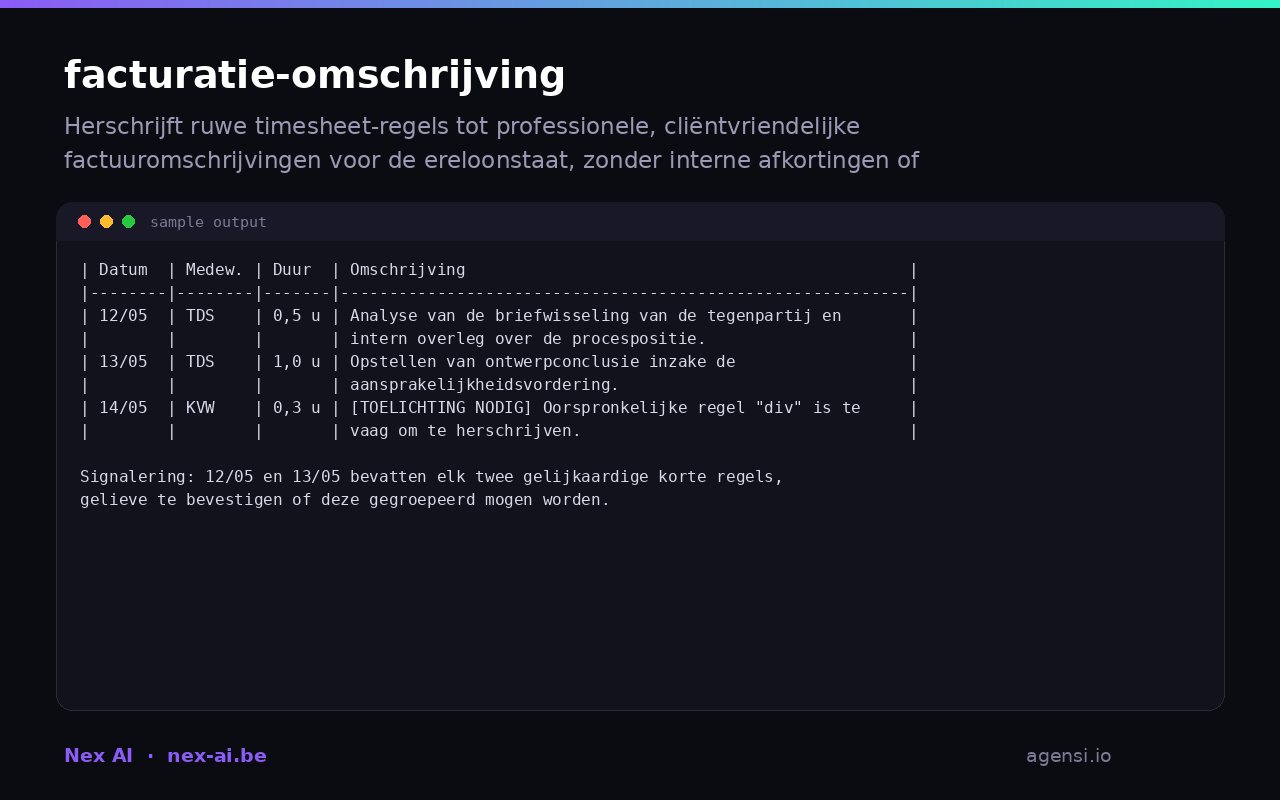 Facturatie Omschrijving preview