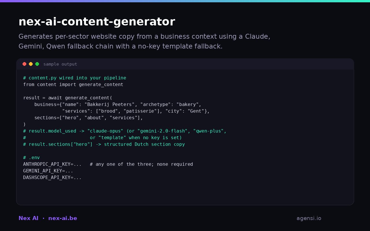 Nex ai Content Generator preview