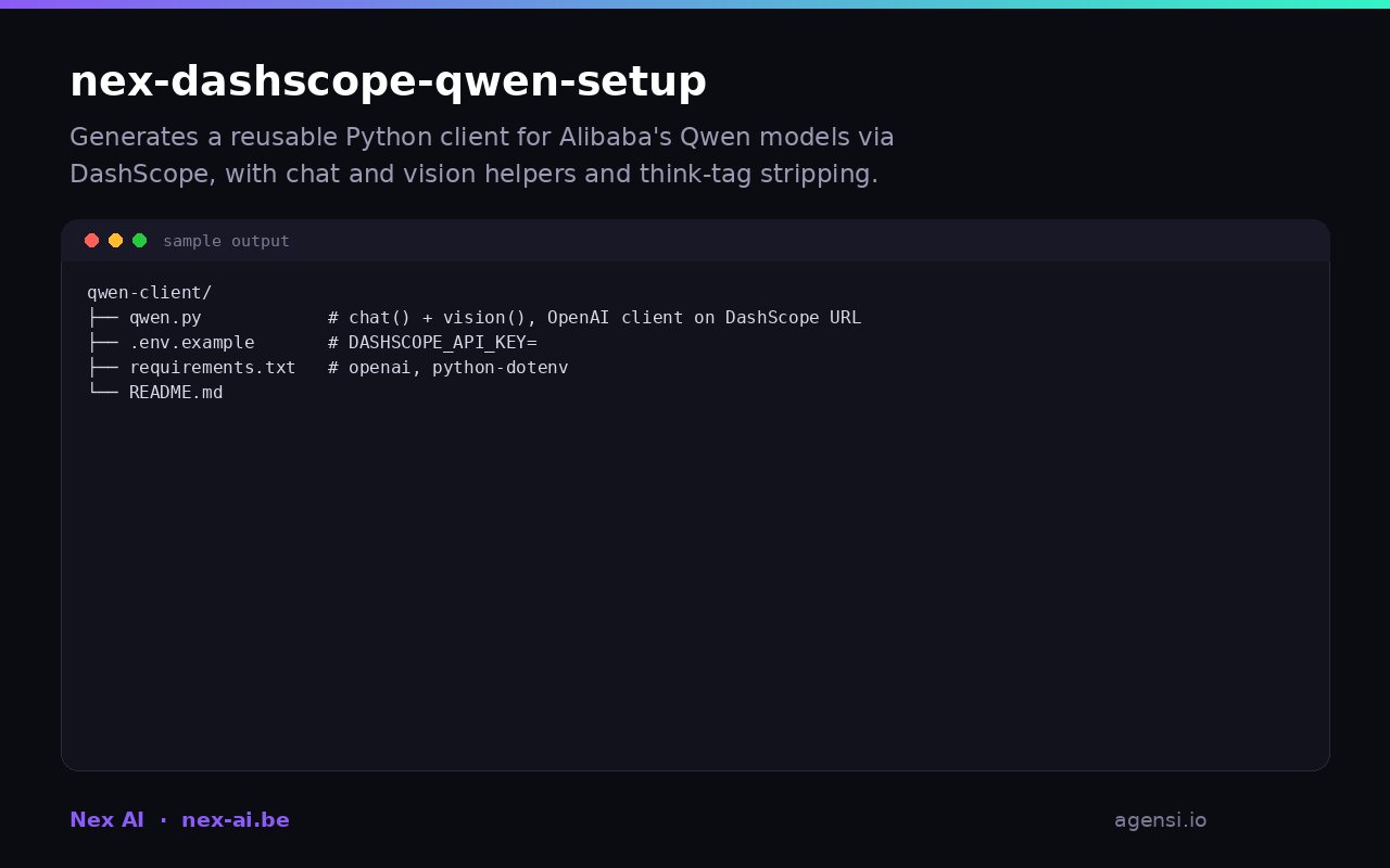 Nex Dashscope Qwen Setup preview
