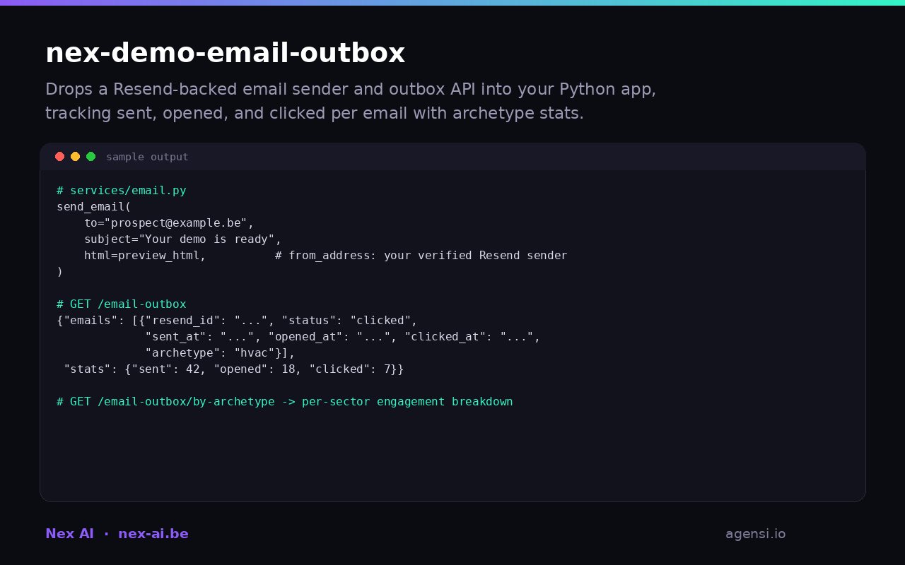 Nex Demo Email Outbox preview