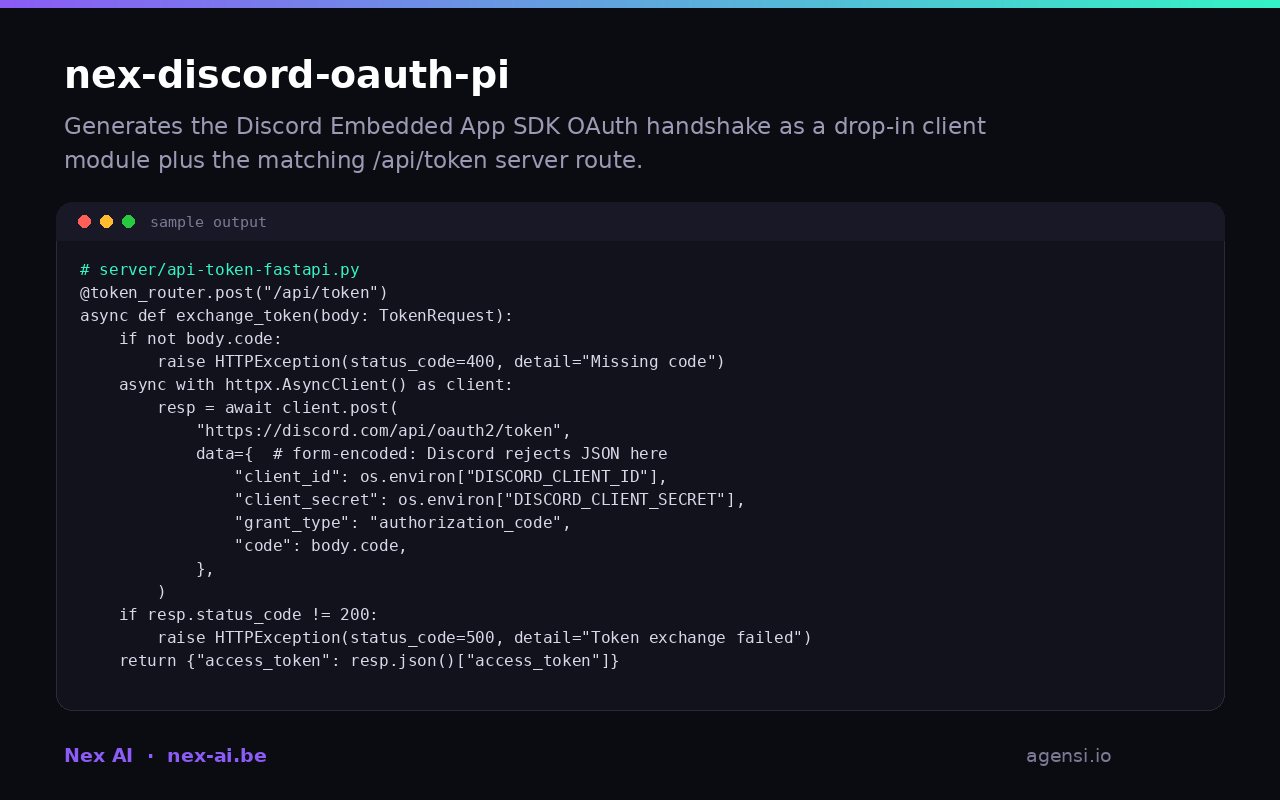 Nex Discord Oauth pi preview