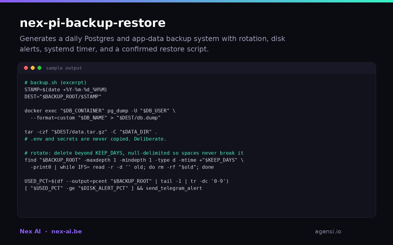 Nex pi Backup Restore preview