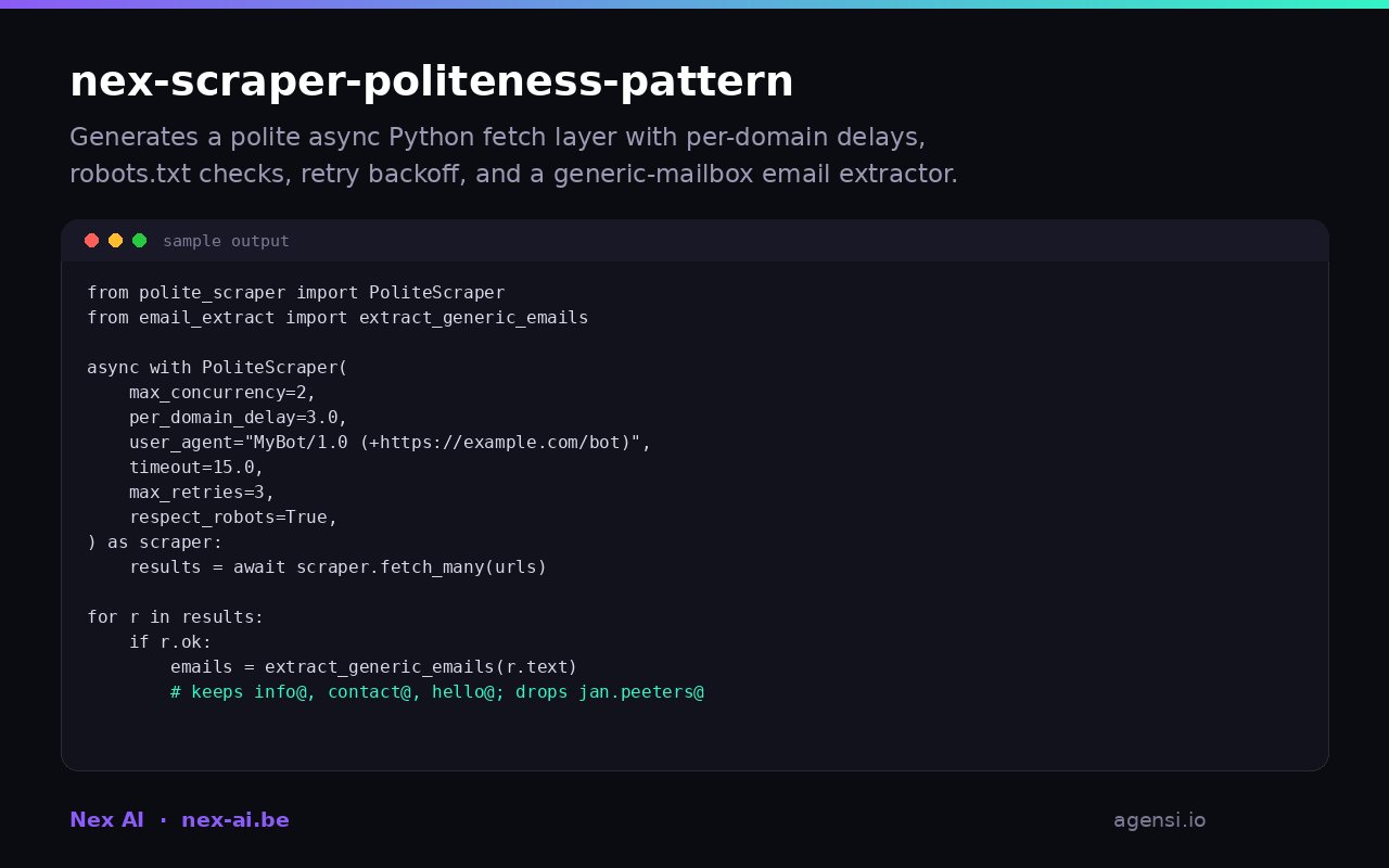 Nex Scraper Politeness Pattern preview