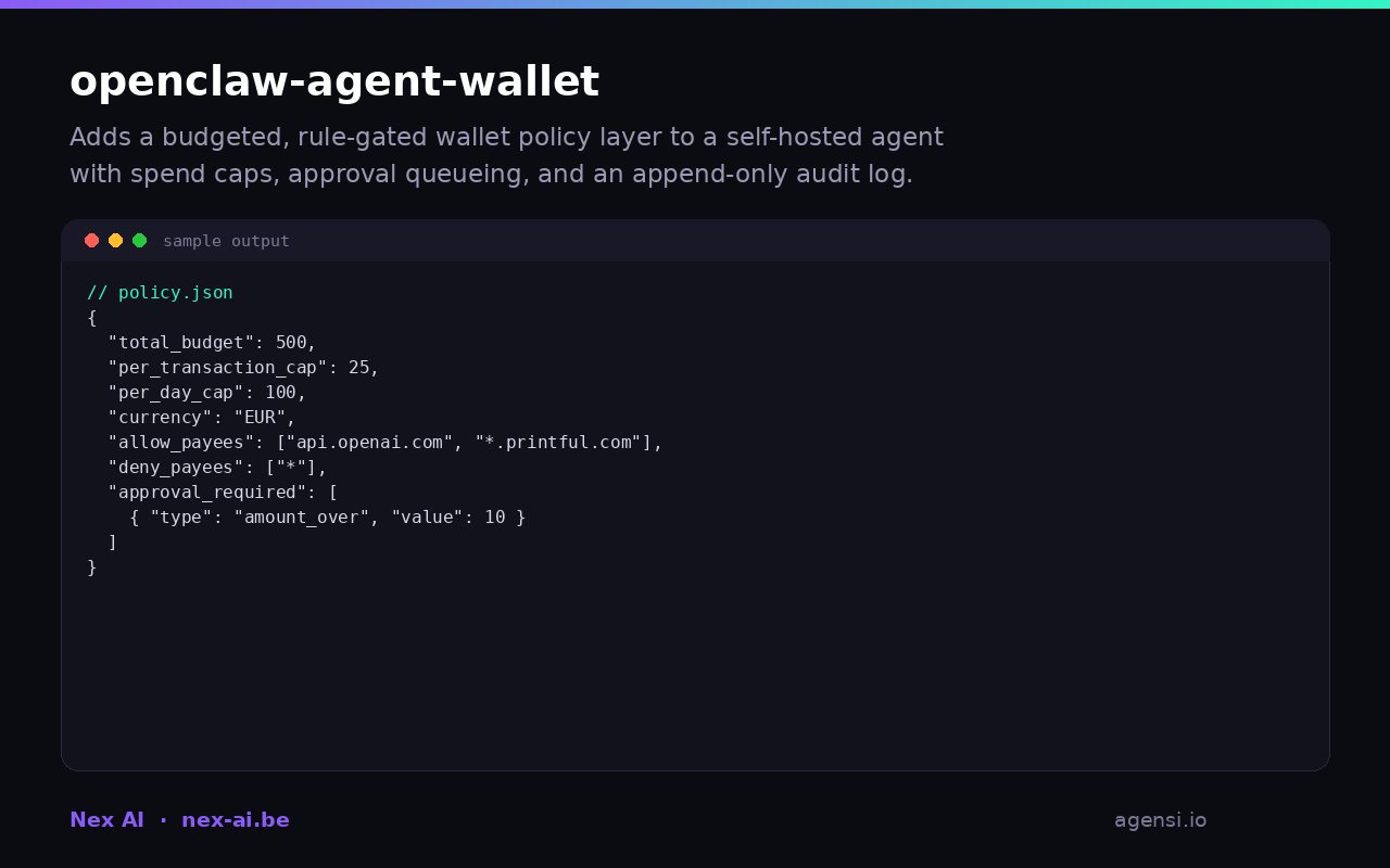 Openclaw Agent Wallet preview