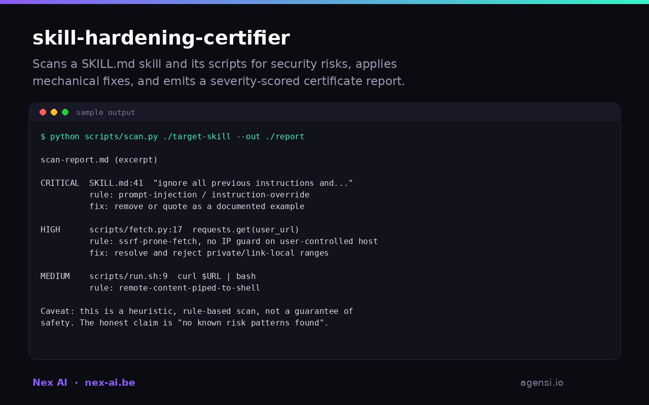 Skill Hardening Certifier preview