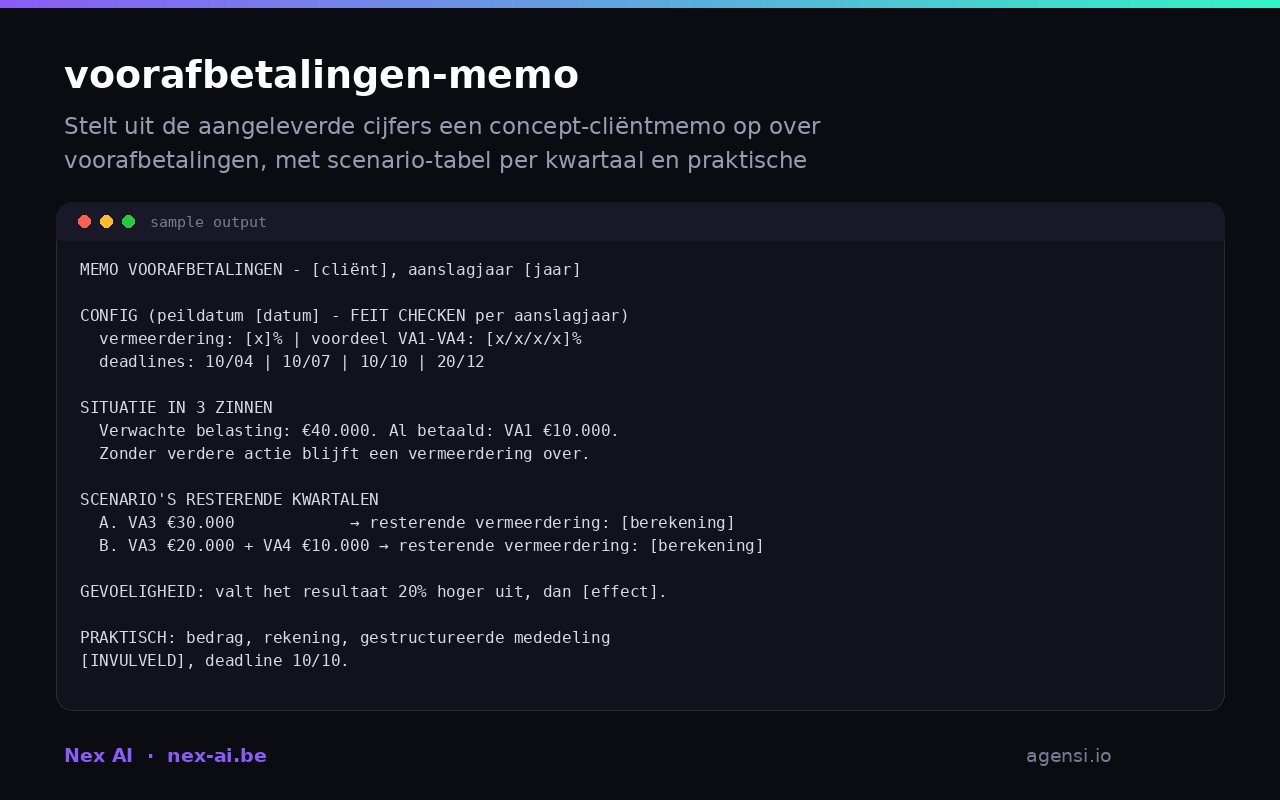 Voorafbetalingen Memo preview