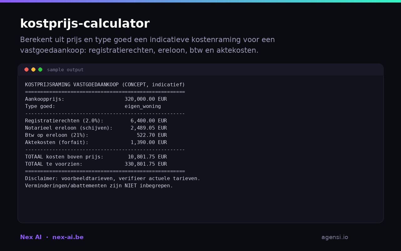 Kostprijs Calculator preview