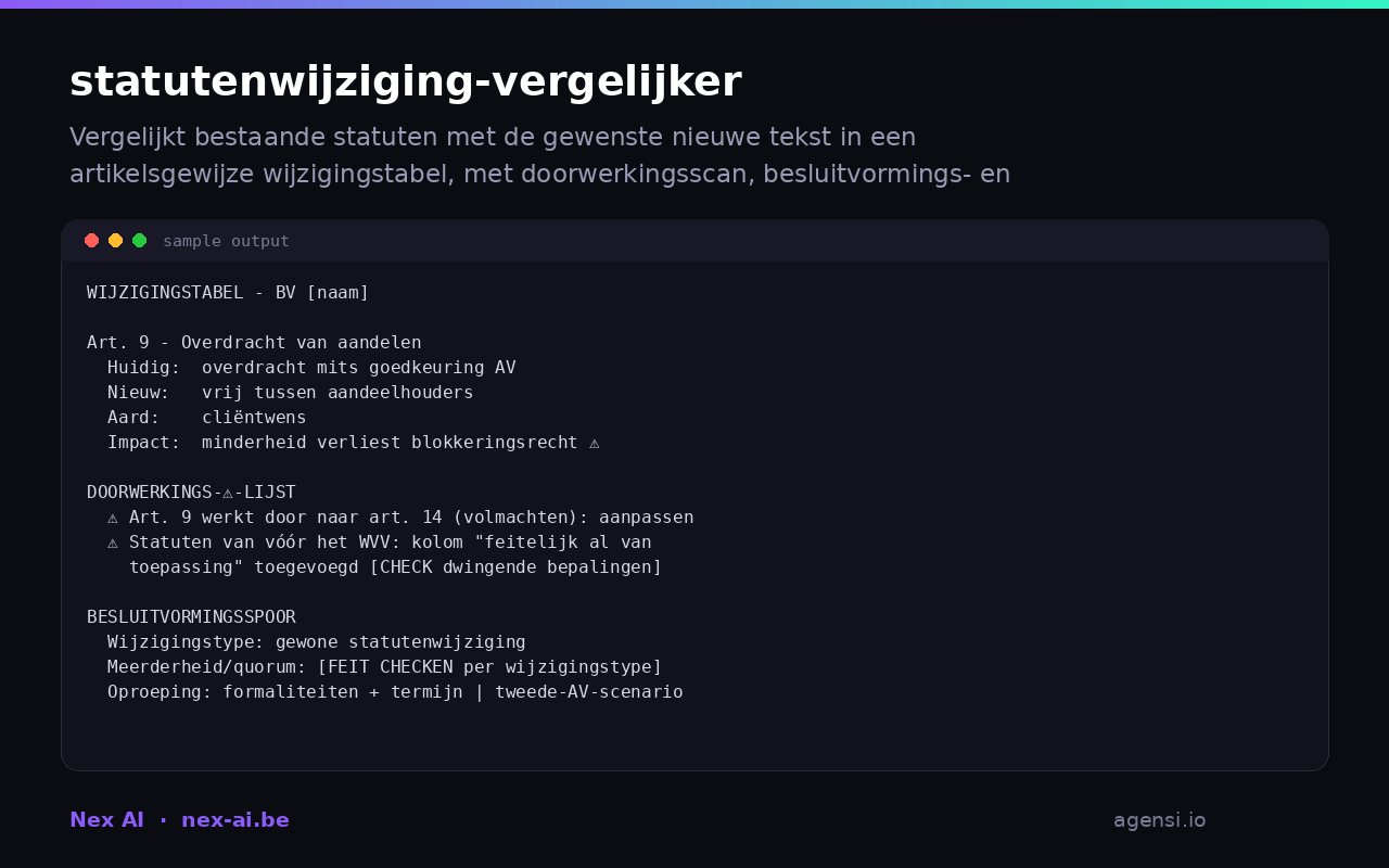 Statutenwijziging Vergelijker preview