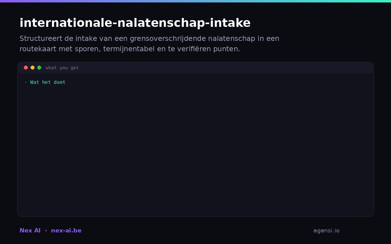 Internationale Nalatenschap Intake preview