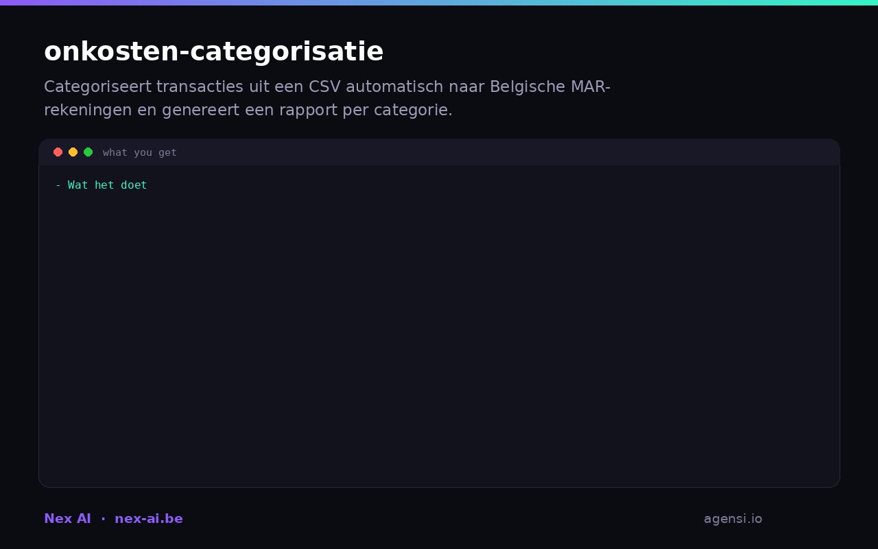 Onkosten Categorisatie preview