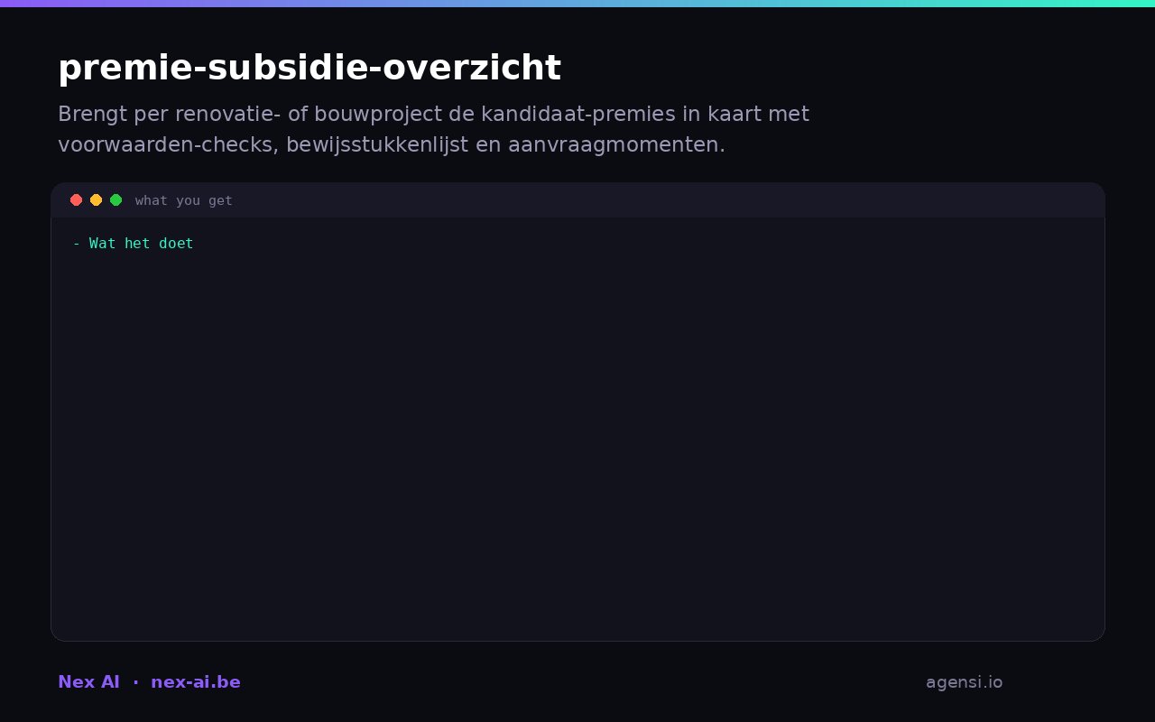 Premie Subsidie Overzicht preview
