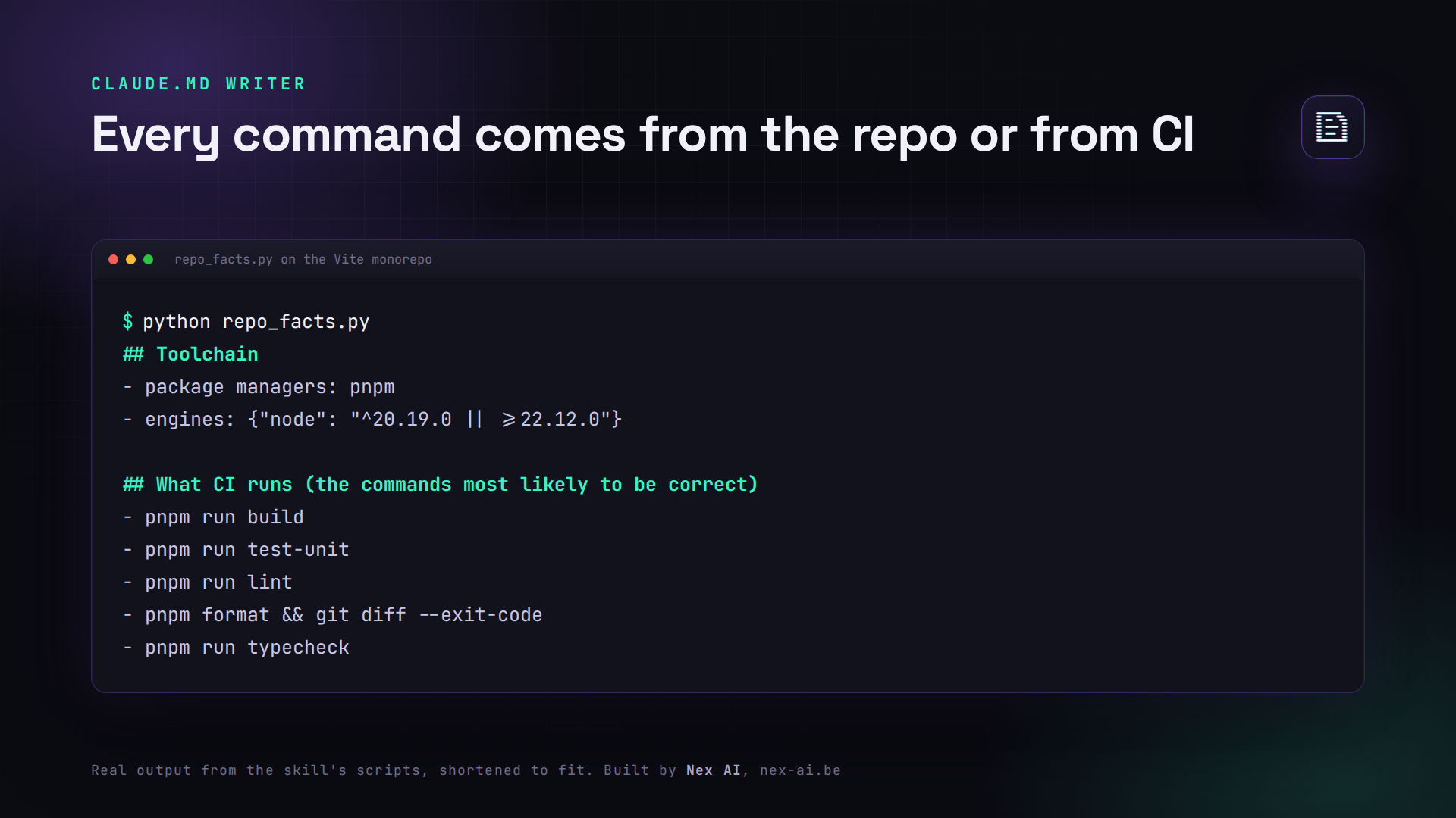 CLAUDE.md Writer screenshot 2