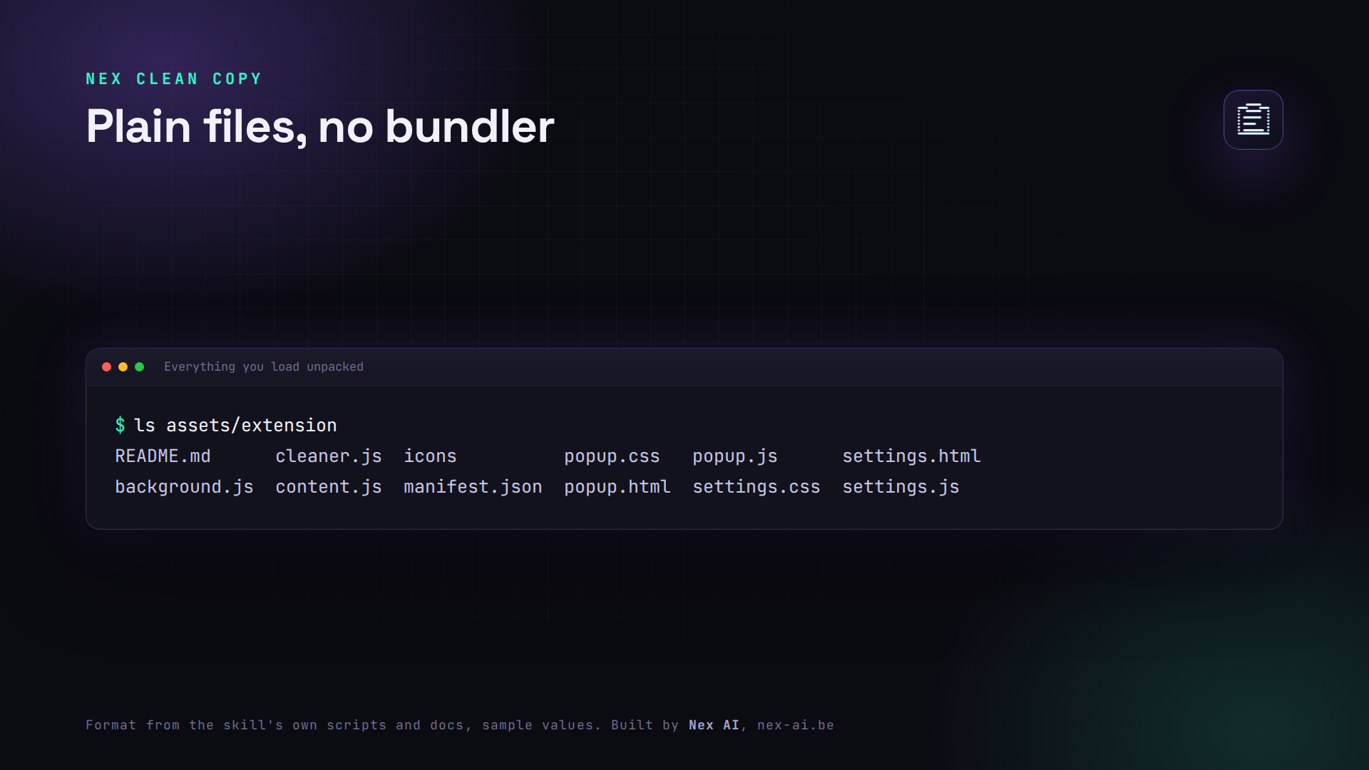 nex-clean-copy-ext screenshot 2