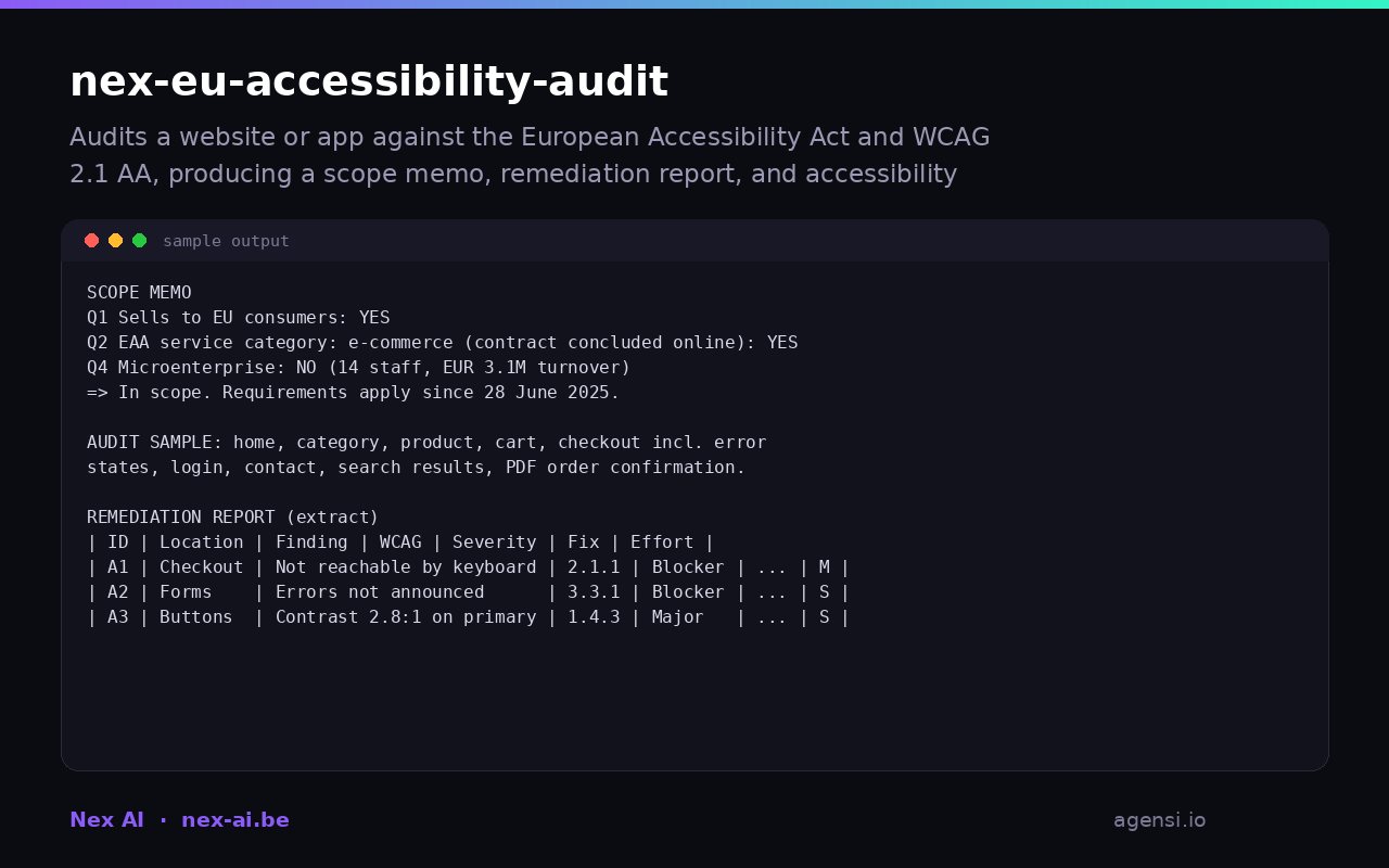 Nex eu Accessibility Audit preview