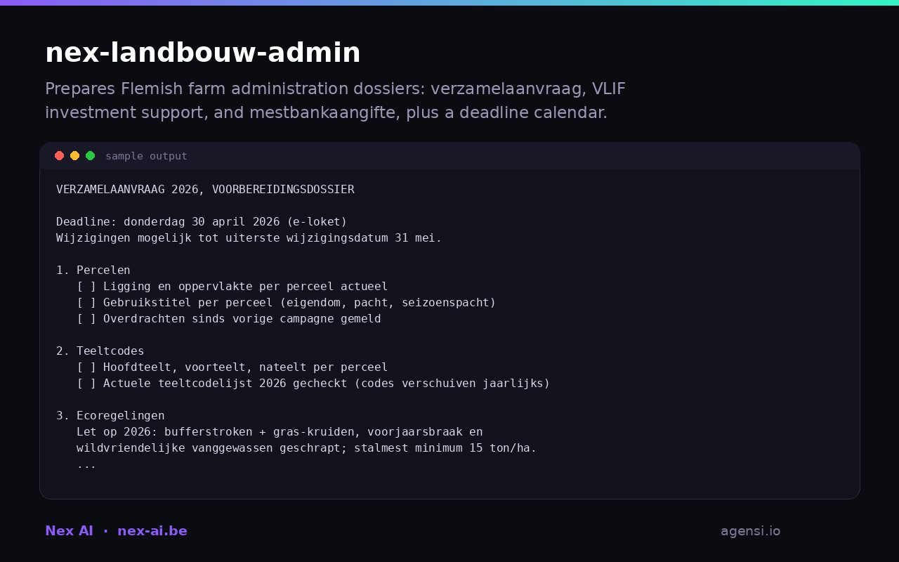 Nex Landbouw Admin preview