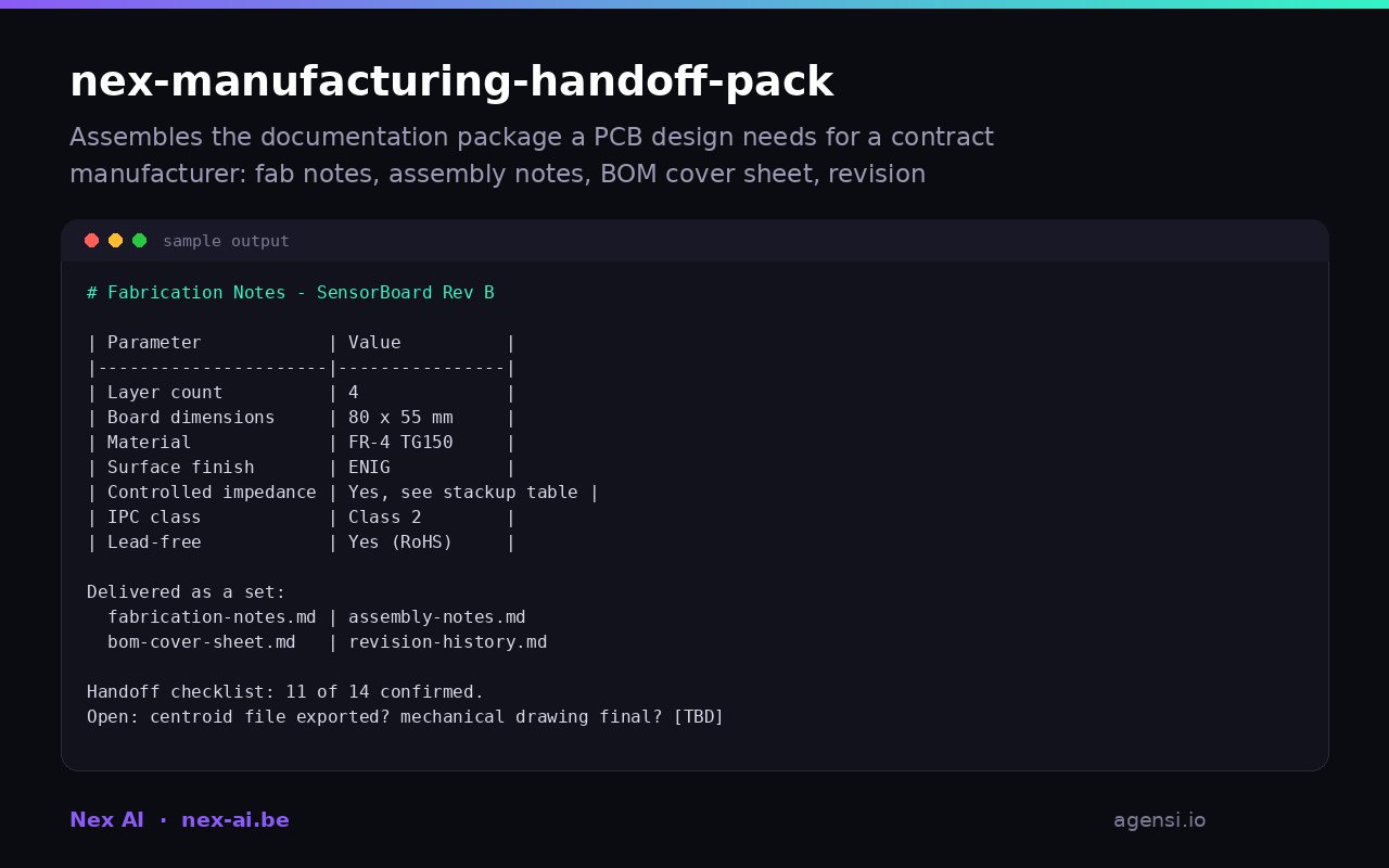 Nex Manufacturing Handoff Pack preview