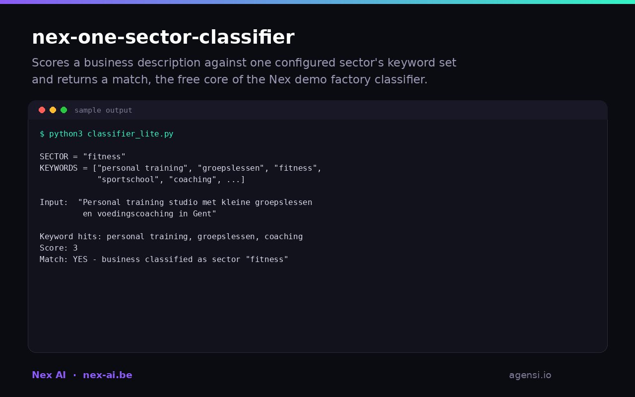 Nex One Sector Classifier preview