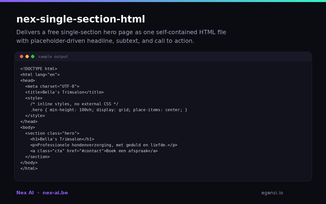 Nex Single Section Html preview