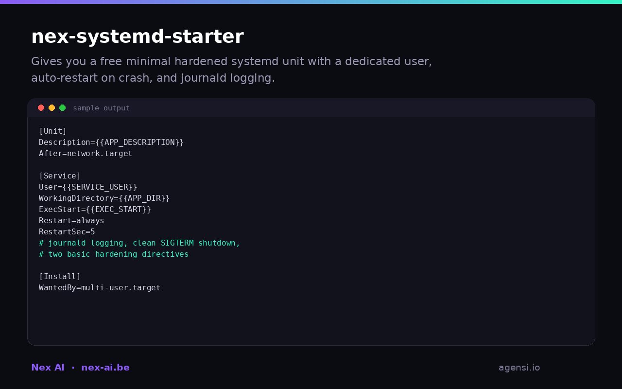 Nex Systemd Starter preview