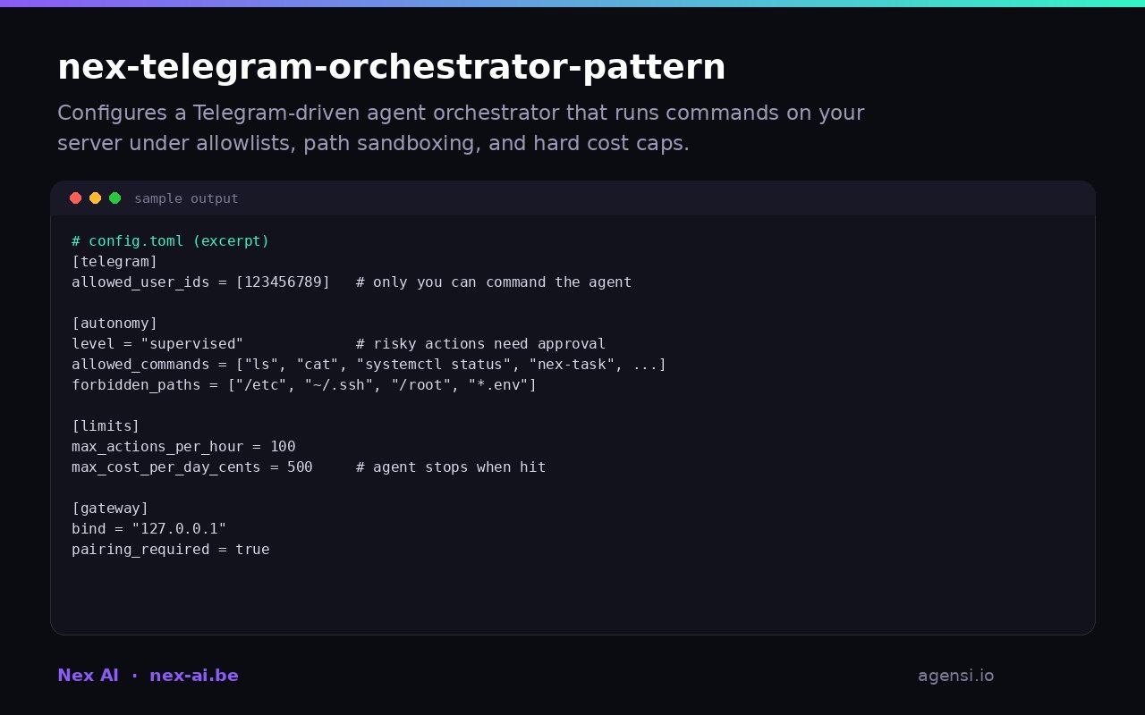 Nex Telegram Orchestrator Pattern preview