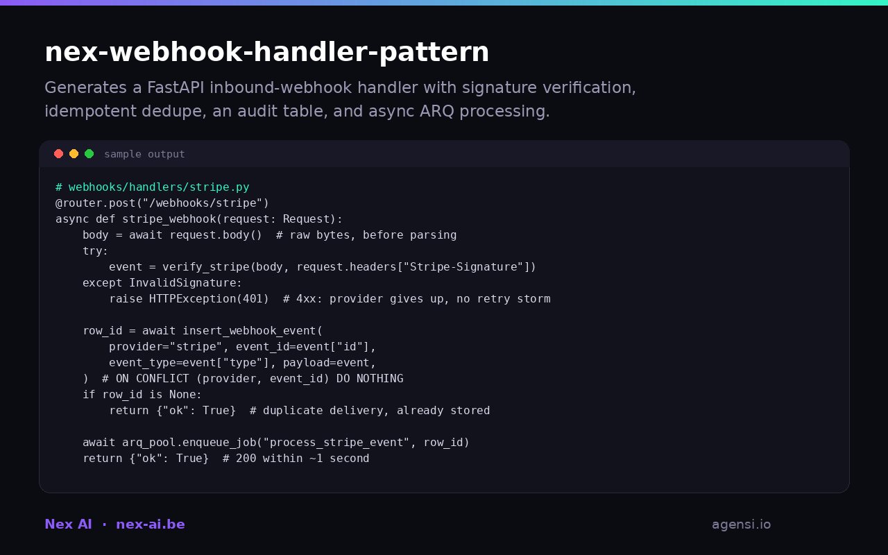 Nex Webhook Handler Pattern preview