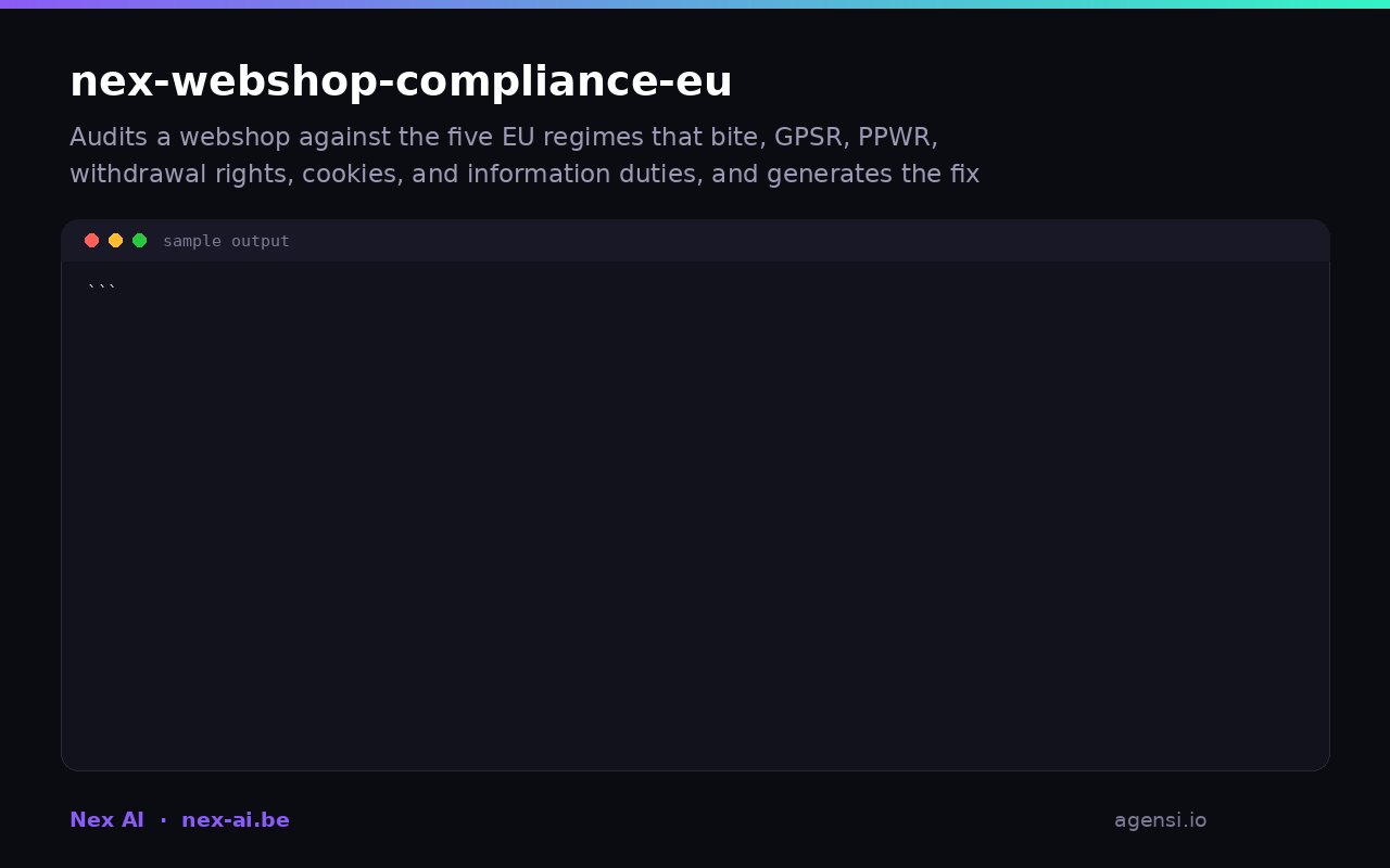 Nex Webshop Compliance eu preview