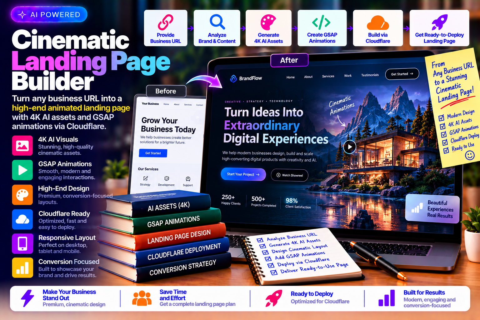 Cinematic Landing Page Builder skill preview