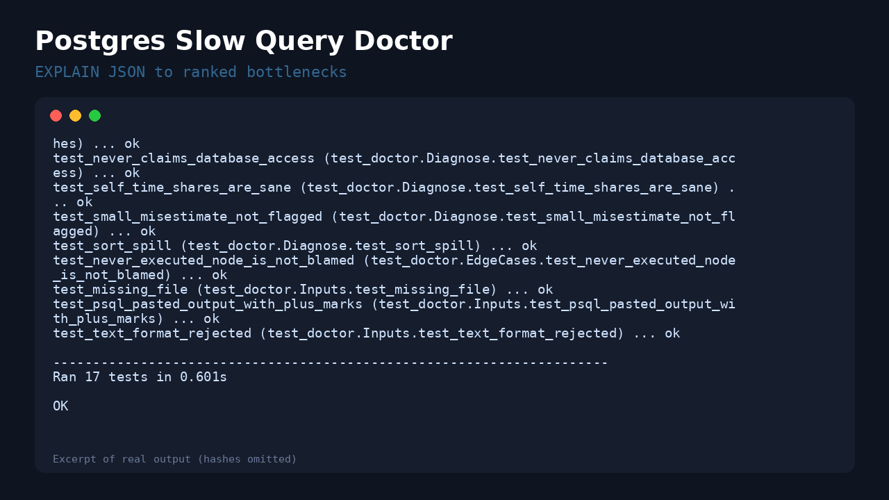 Postgres Slow Query Doctor (EXPLAIN Plan Analyzer) preview