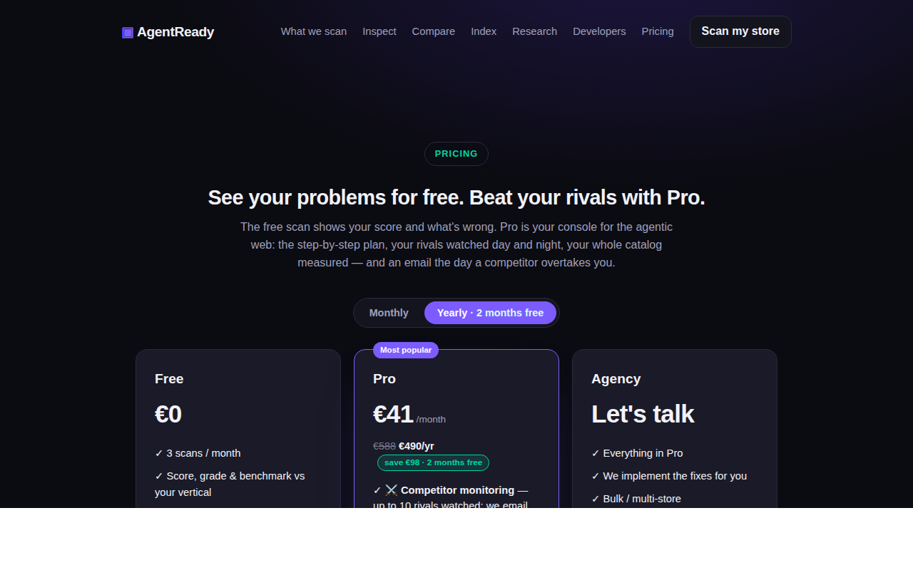 AgentReady Store Audit (agentready.market) screenshot 3