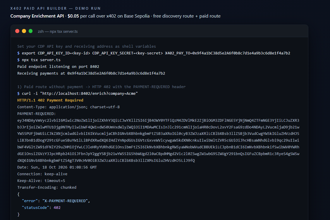 x402 Paid API Builder preview