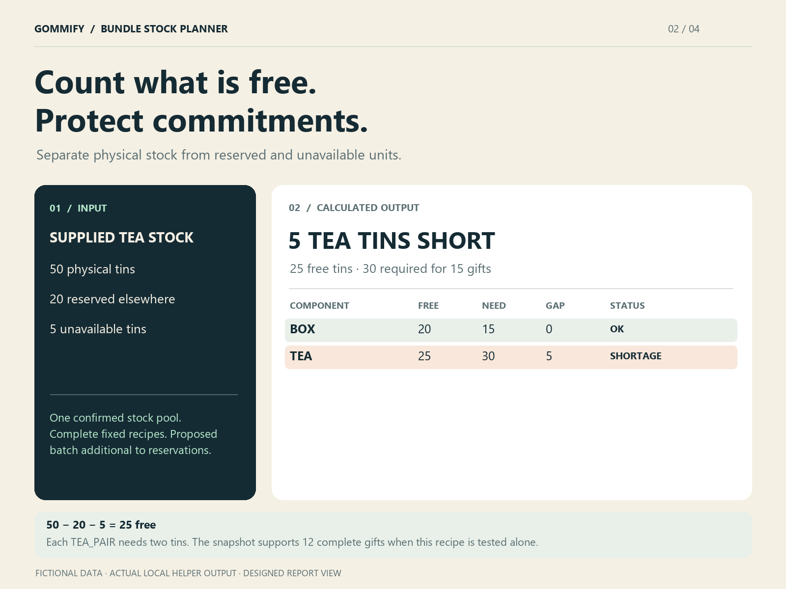 Bundle stock planner screenshot 2