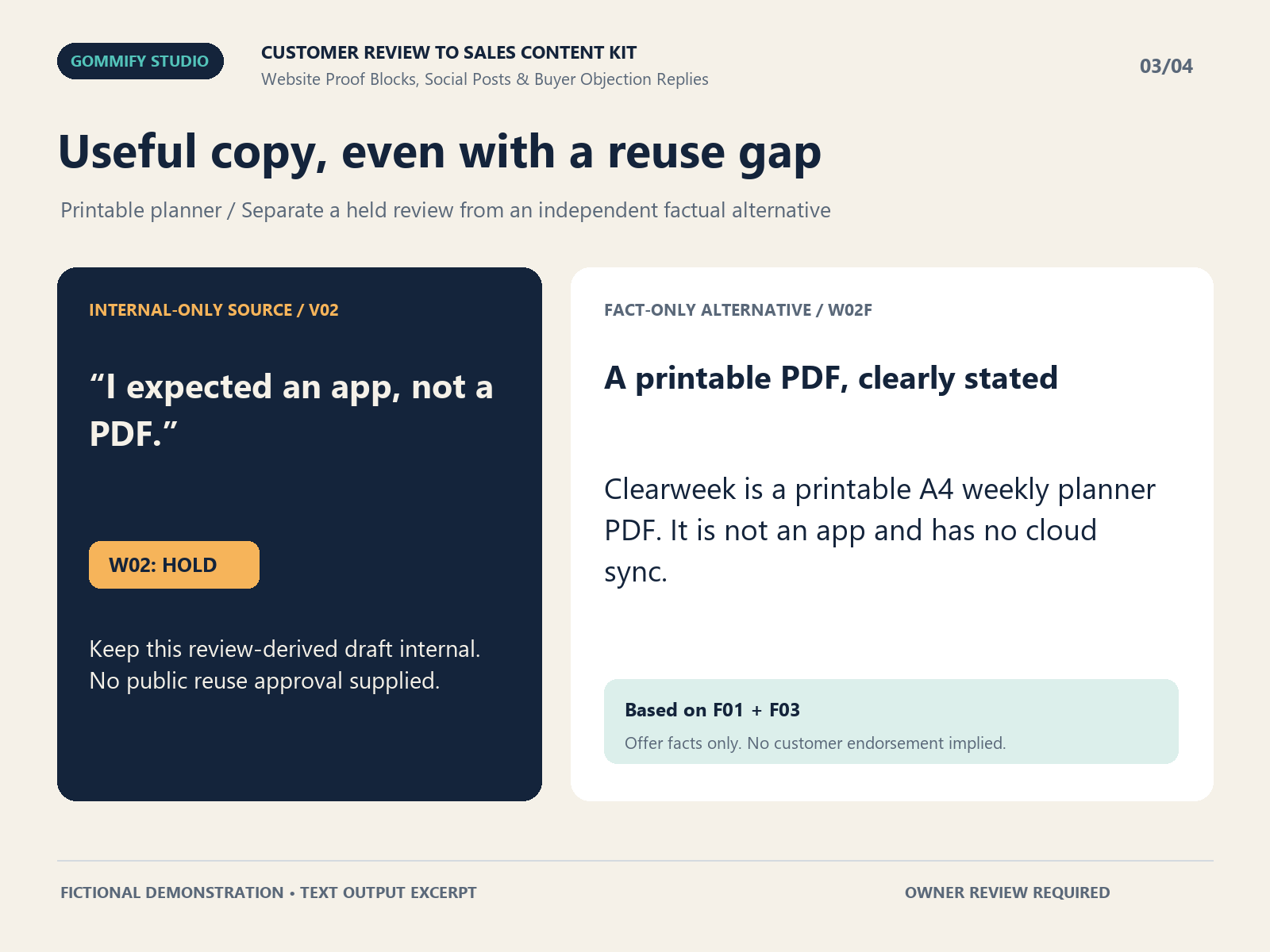 Customer Review to Sales Content Kit screenshot 3