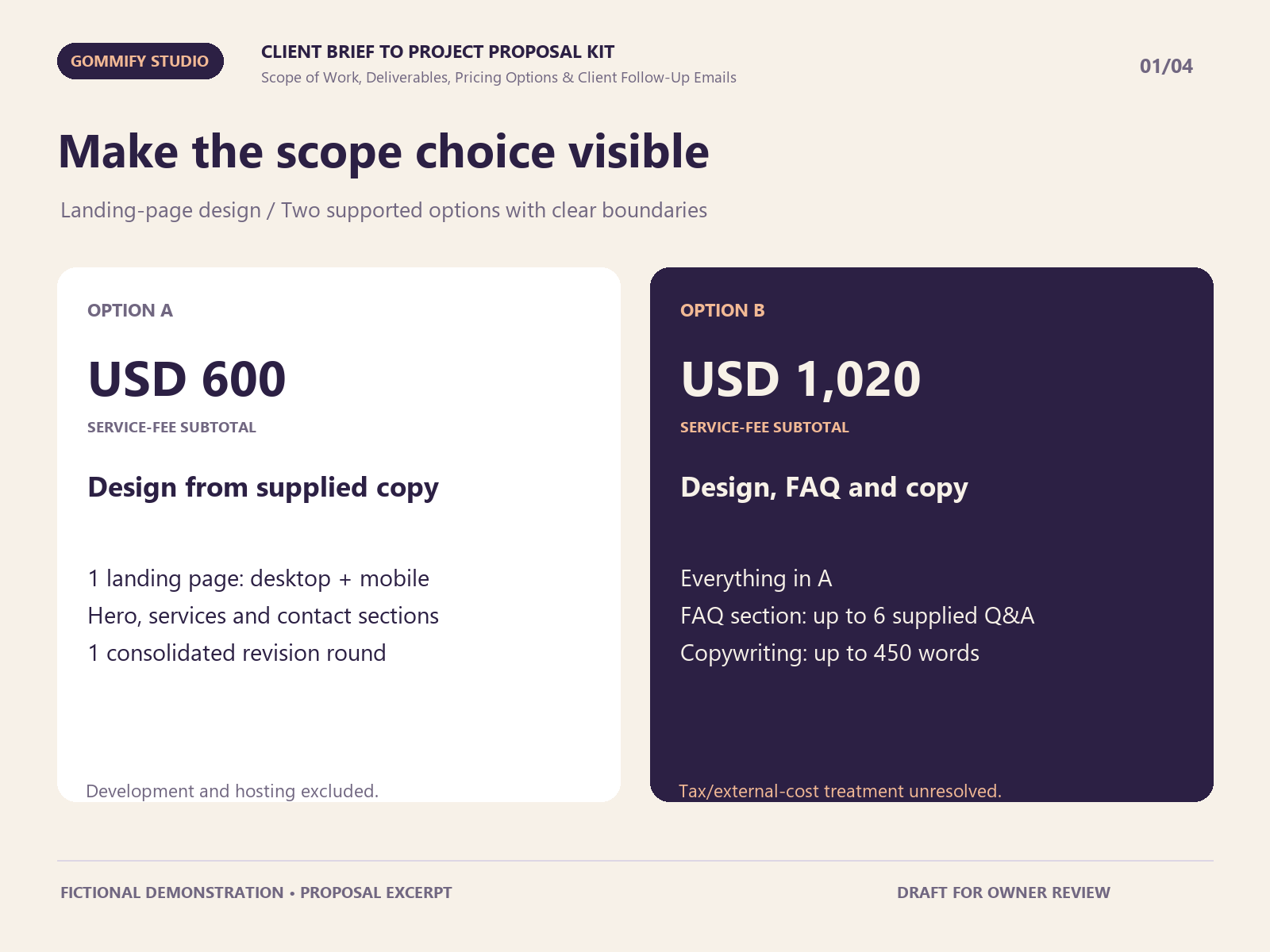 Client brief to project proposal kit preview
