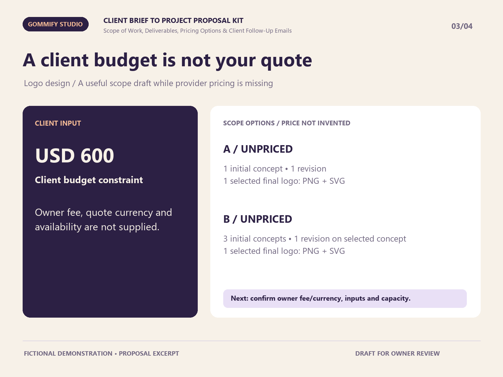 Client brief to project proposal kit screenshot 3