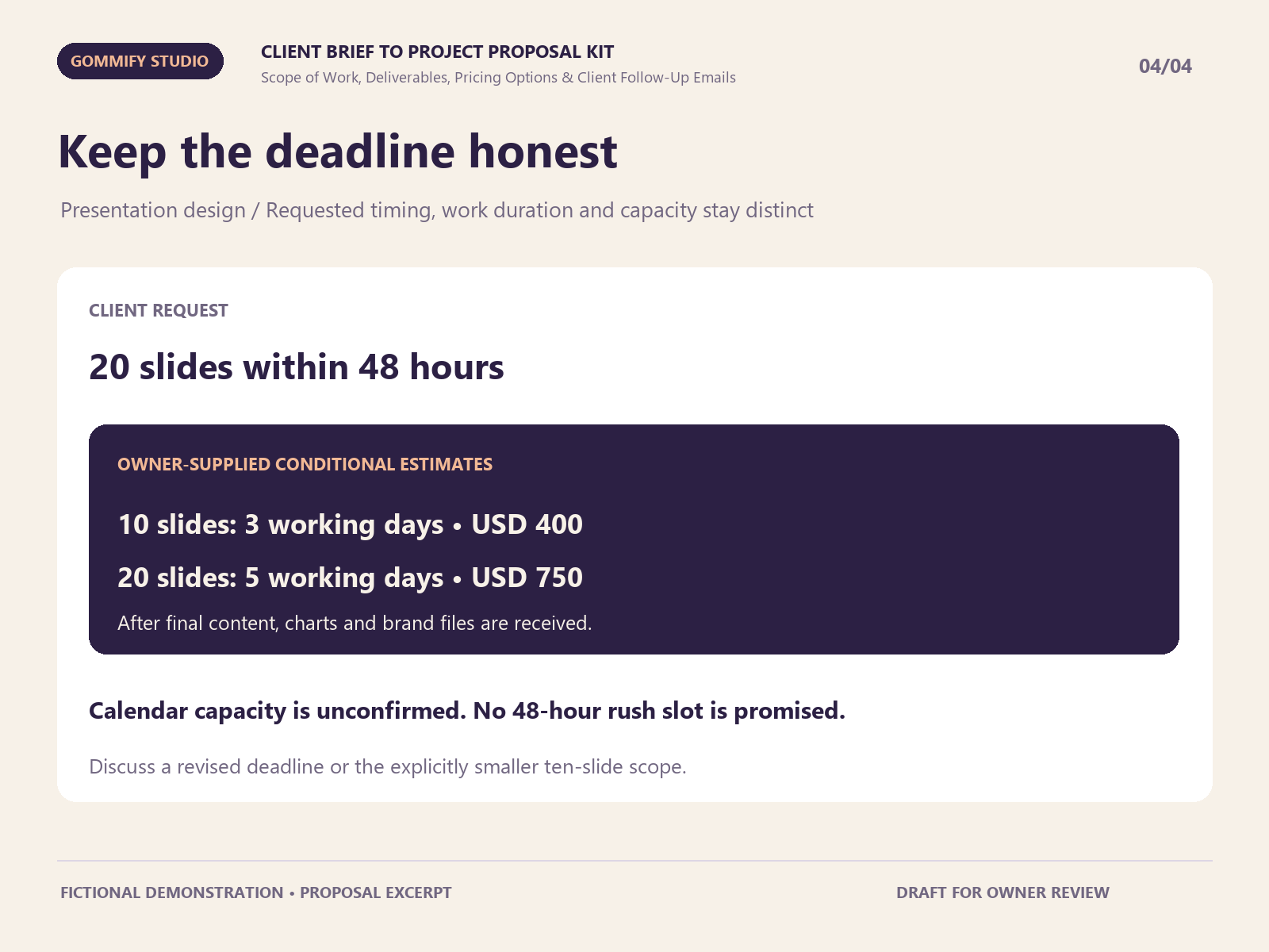 Client brief to project proposal kit screenshot 4
