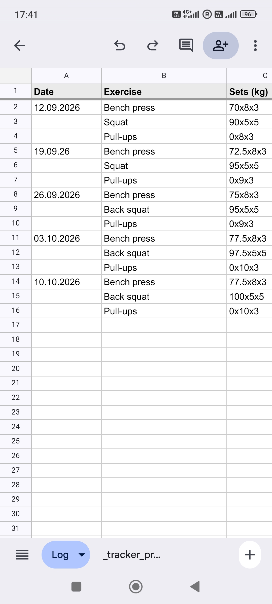 tracker sheets screenshot 2